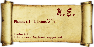 Mussil Elemér névjegykártya